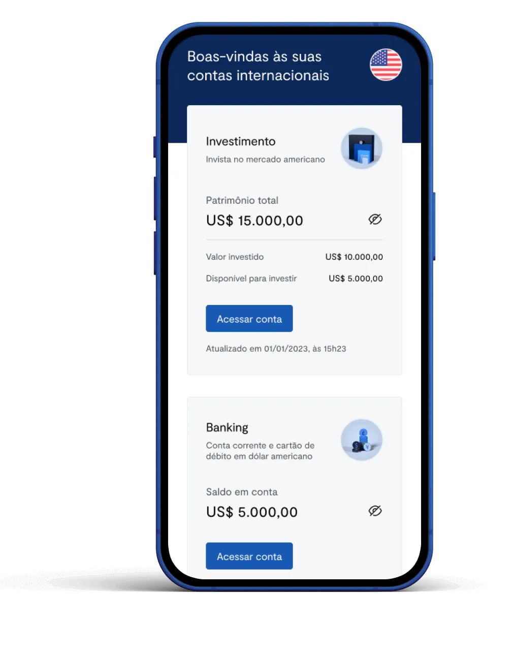 App BTG Pactual — Contas internacionais